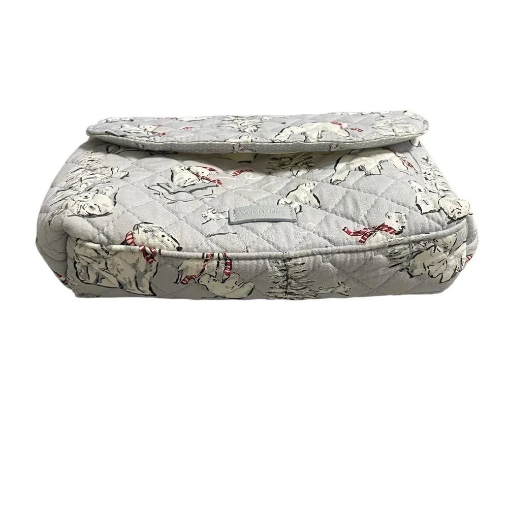 Vera Bradley New Iconic Brush & Cosmetic Case In Beary Merry Grey